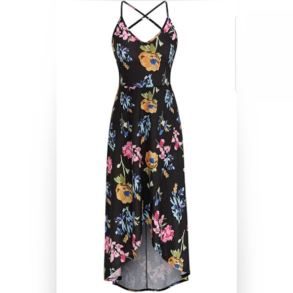  V Neck Sleeveless Casual Summer Sundresses Asymme - Picture 4 of 5